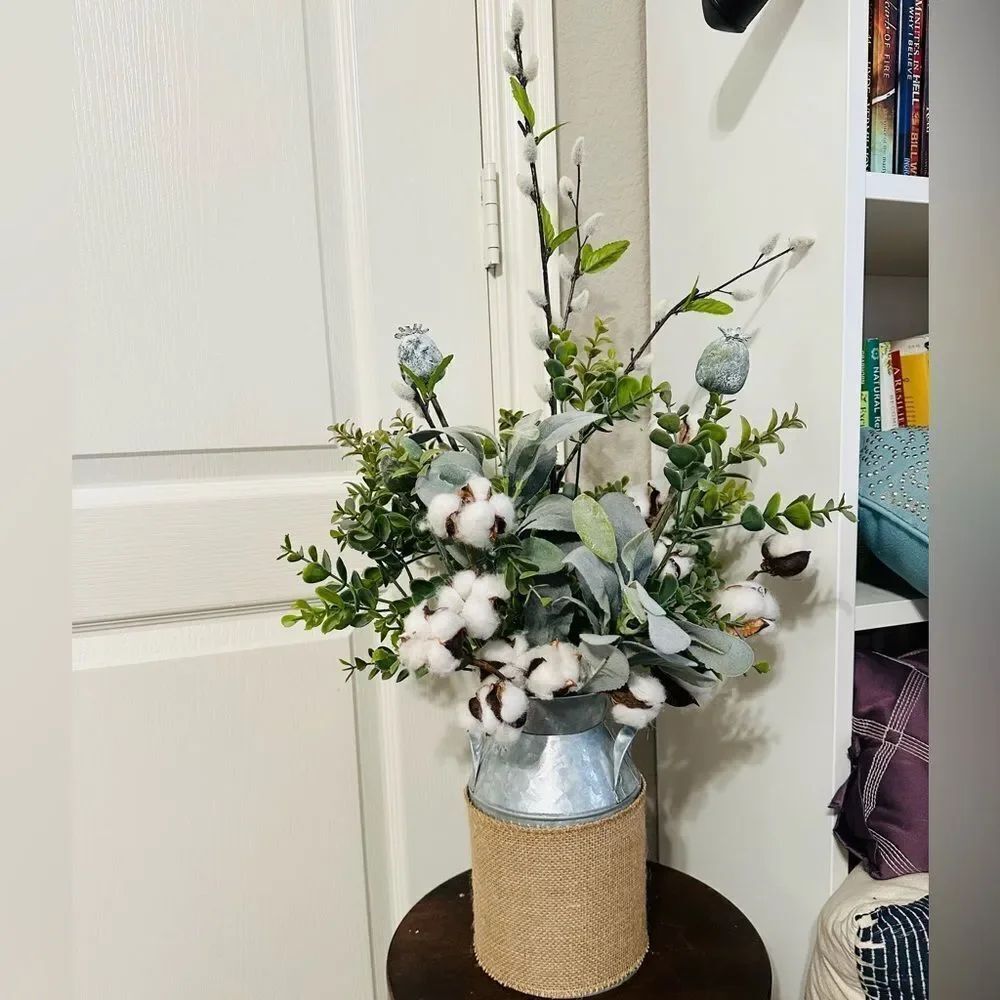 Farmhouse Floral Greenery Centerpiece Vase Arrangement